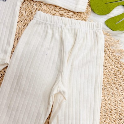 Conj. Body Manga Longa Pinguim e Calça Canelada - Branco